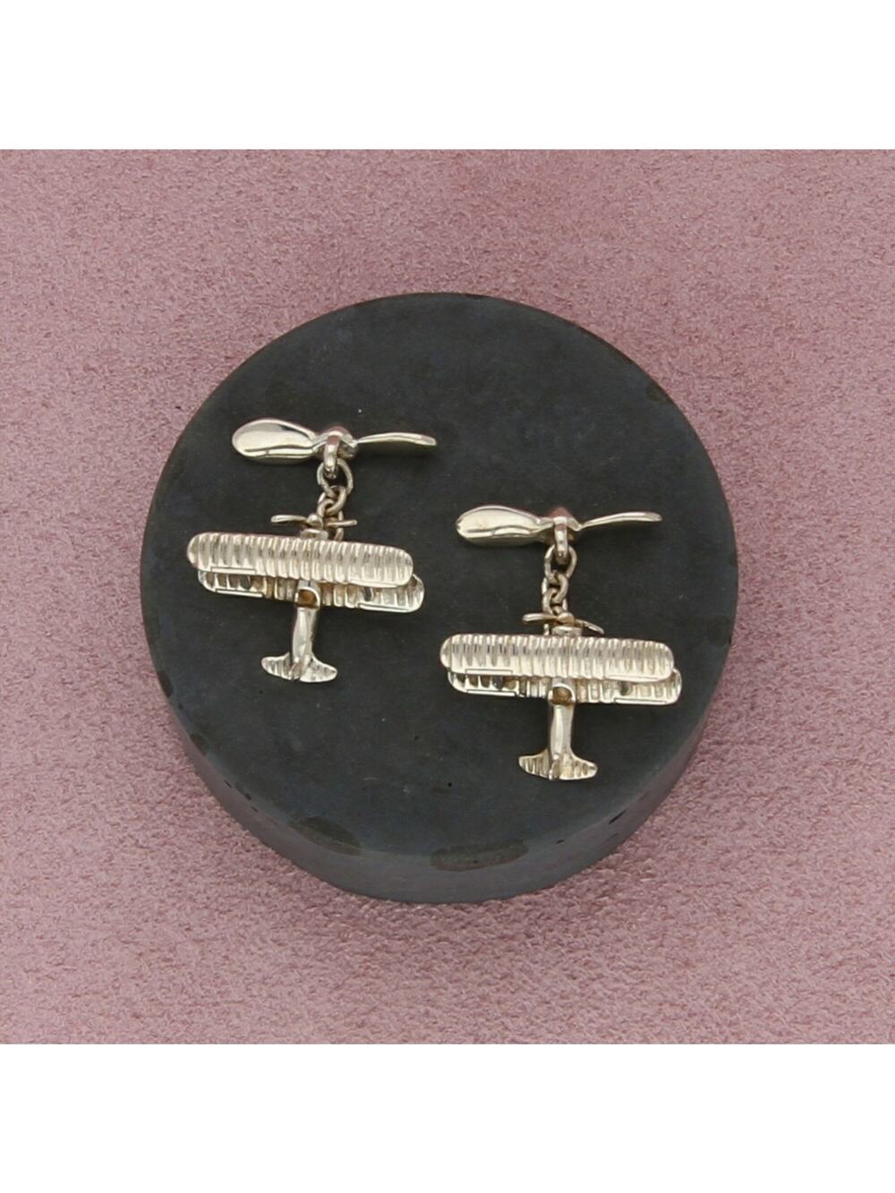 museum of fine arts sterling silver vintage bi-plane cufflinks